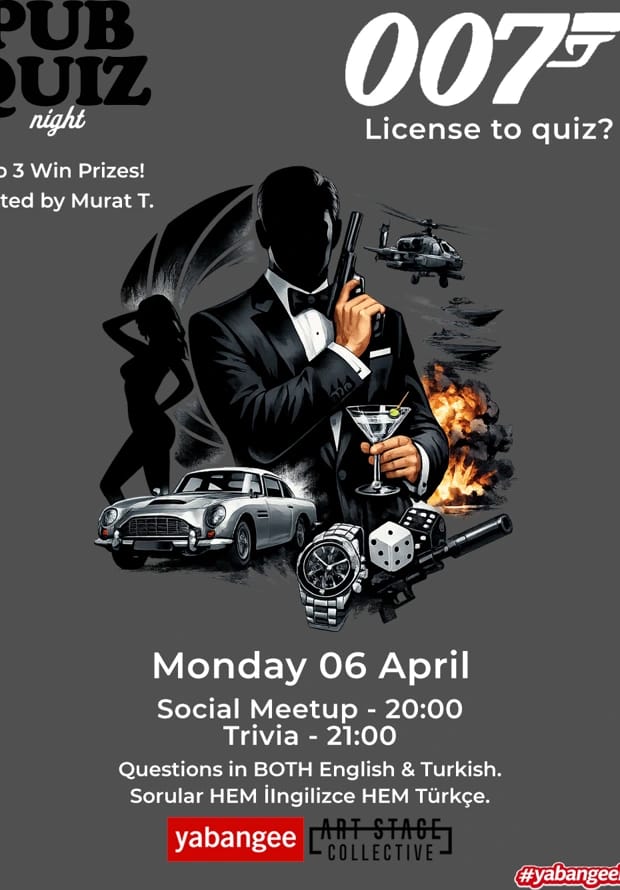 Pub Quiz Night on James Bond (007): Questions in English & Turkish