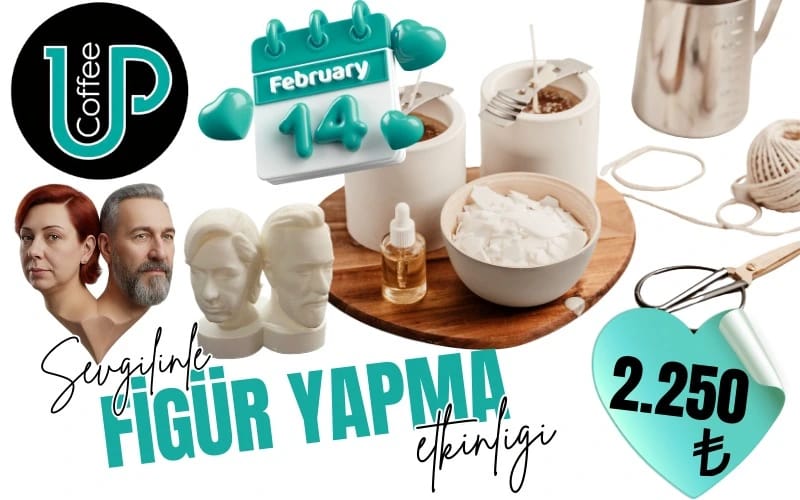 14 Şubat Sevgililer Günü Kişiye ve Çiftlere Özel 3D Figür Boyama ve Mum-Biblo Yapımı