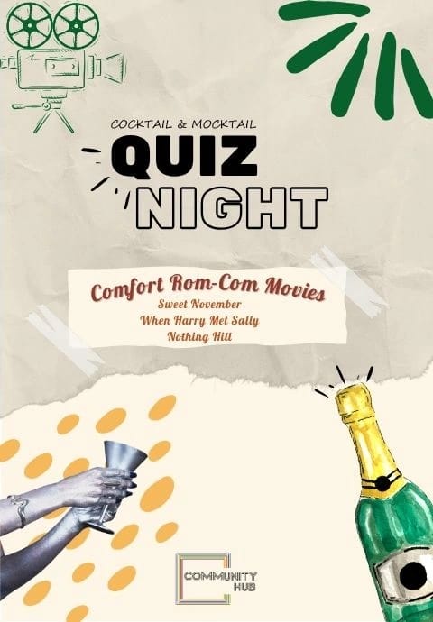 Comfort Rom-Com Movies Quiz Night (Sweet November, When Harry Met Sally, Nothing Hill)