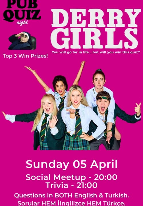 Pub Quiz Night on Derry Girls: Questions in English and Turkish