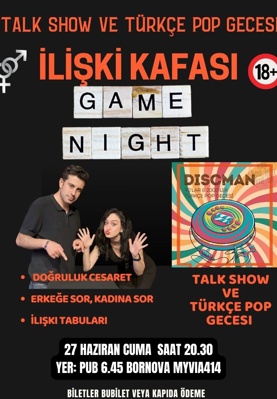 İlişki Kafası Game Night ve Türkçe Pop Gecesi