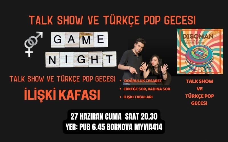 İlişki Kafası Game Night ve Türkçe Pop Gecesi