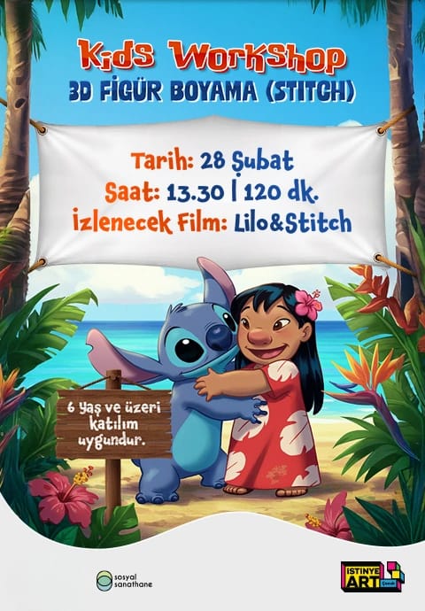 İZLETİLİ 3D FİGÜR BOYAMA (STITCH):  KIDS WORKSHOP SS İZMİR X İSTİNYEART