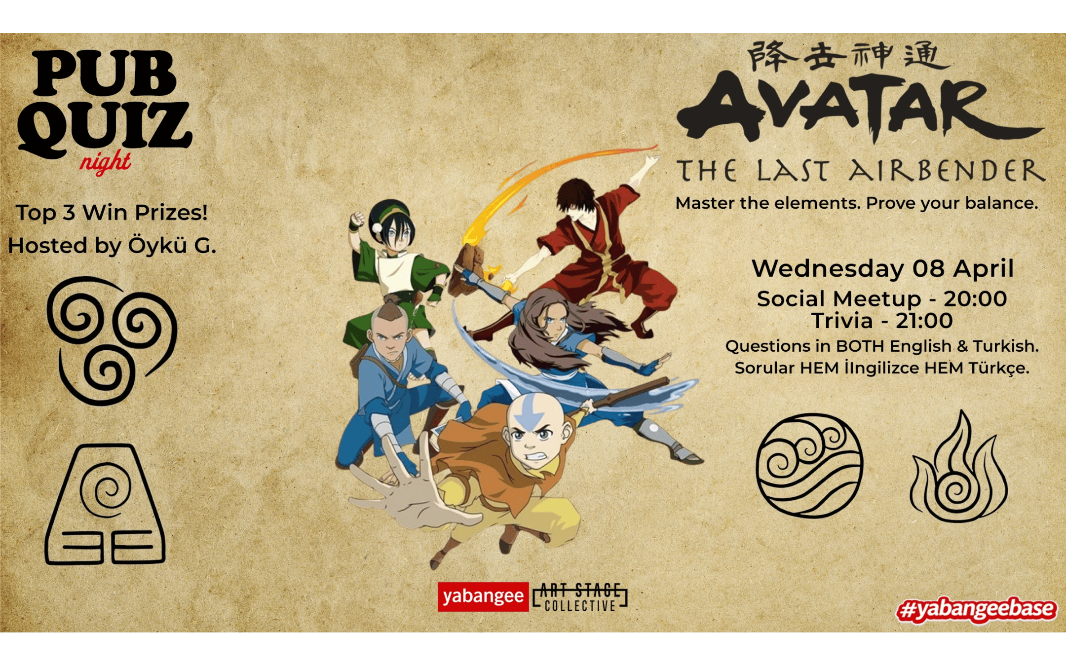 Pub Quiz Night on Avatar the Last Airbender: Questions in BOTH English & Turkish
