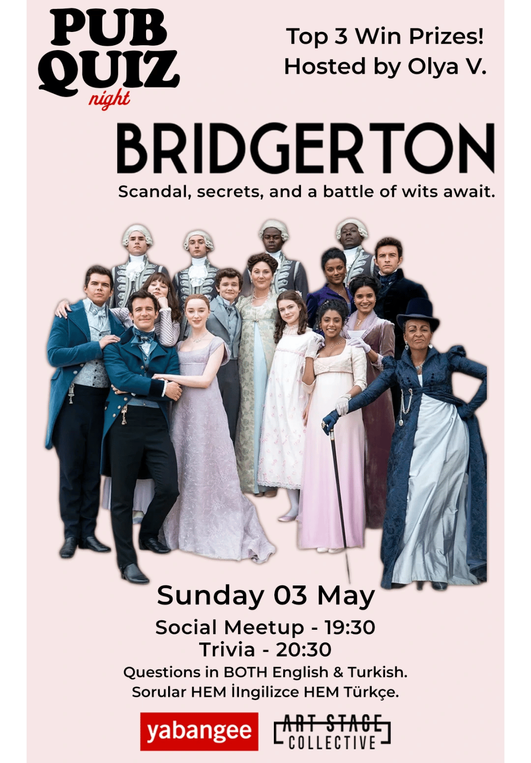 Pub Quiz Night on Bridgerton (TV Series): Questions in English & Turkish