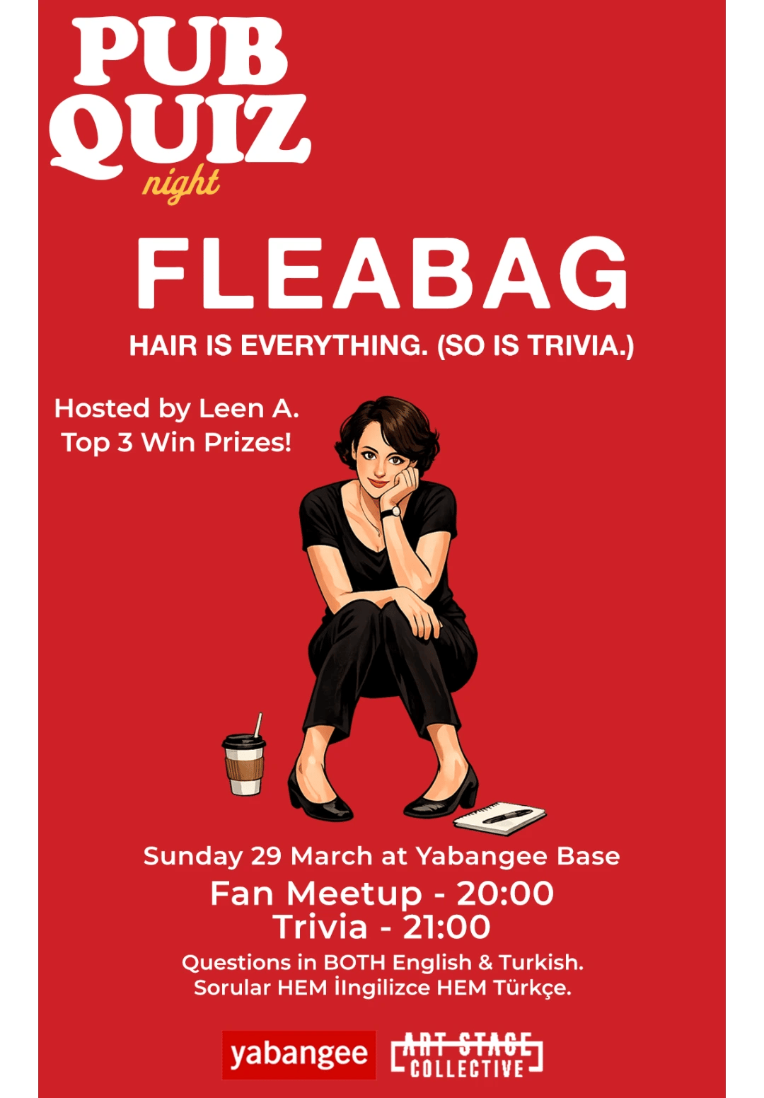 Pub Quiz Night on Fleabag: Questions in BOTH English AND Turkish