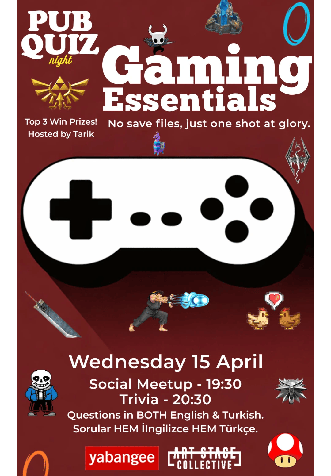 Pub Quiz Night on Gaming Essentials: Questions in English and Turkish
