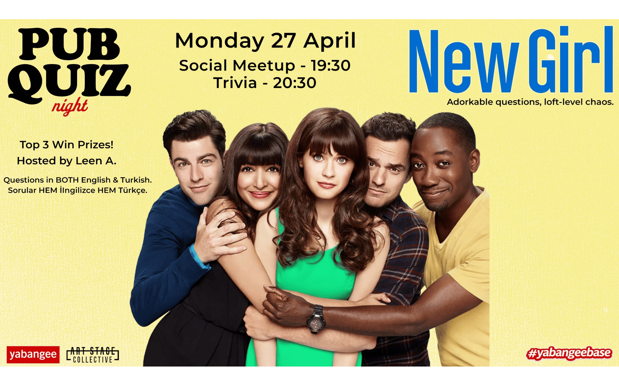 Pub Quiz Night on New Girl (TV Series): Questions in English & Turkish