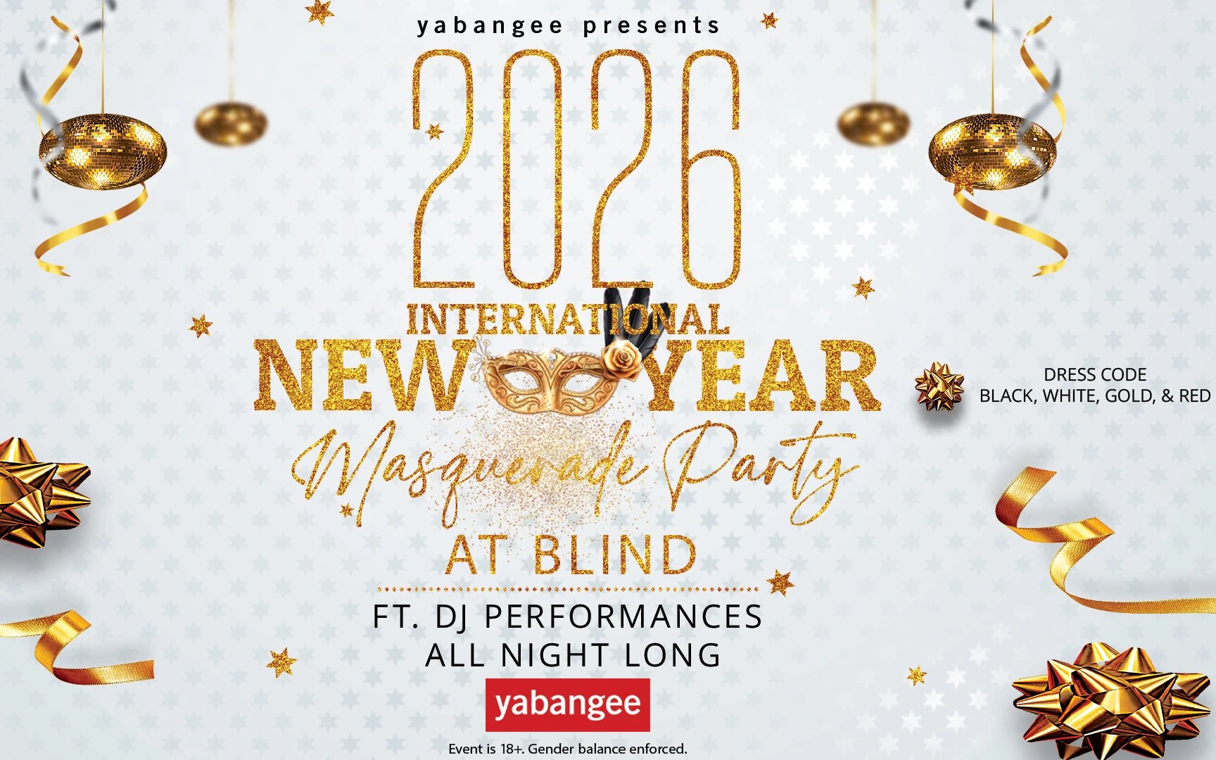 2026 International New Year Masquerade Party poster