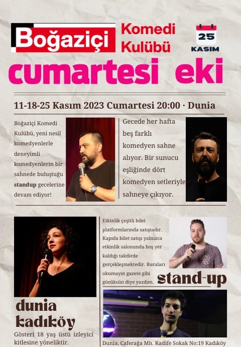 Boğaziçi Komedi Kulübü Cumartesi Eki: Kadıköy Stand-up Gecesi