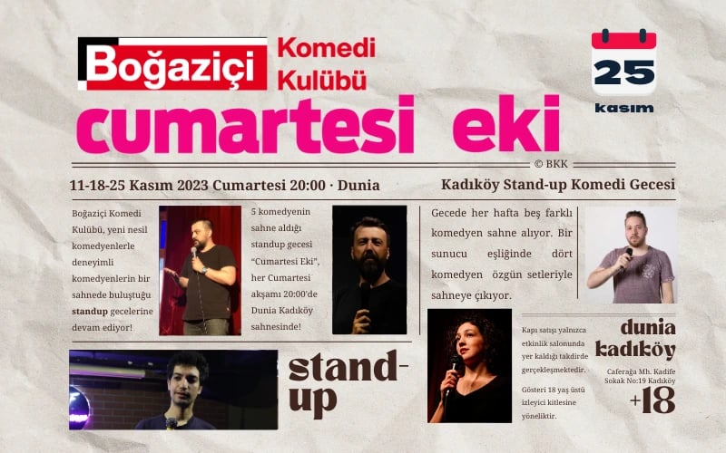 Boğaziçi Komedi Kulübü Cumartesi Eki: Kadıköy Stand-up Gecesi