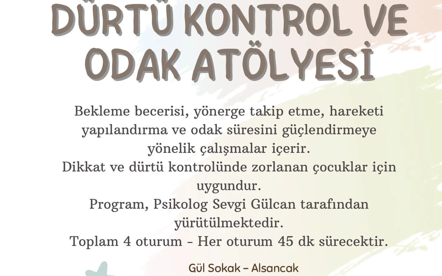 Dürtü Kontrol ve Odak Atölyesi poster