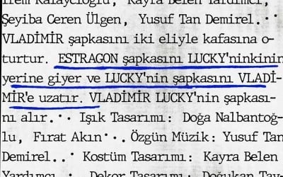 Estragon Şapkasını Lucky’ninkinin Yerine Giyer ve Lucky’nin Şapkasını Vladimir’e Uzatır