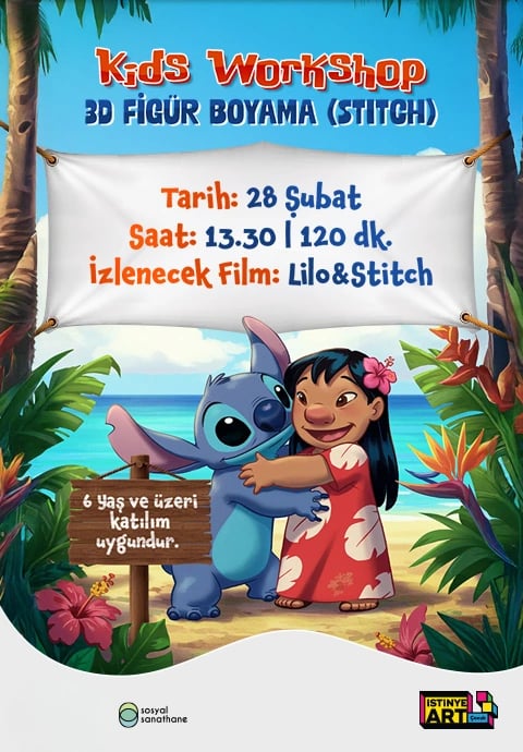 İZLETİLİ 3D FİGÜR BOYAMA (STITCH):  KIDS WORKSHOP SS İZMİR X İSTİNYEART