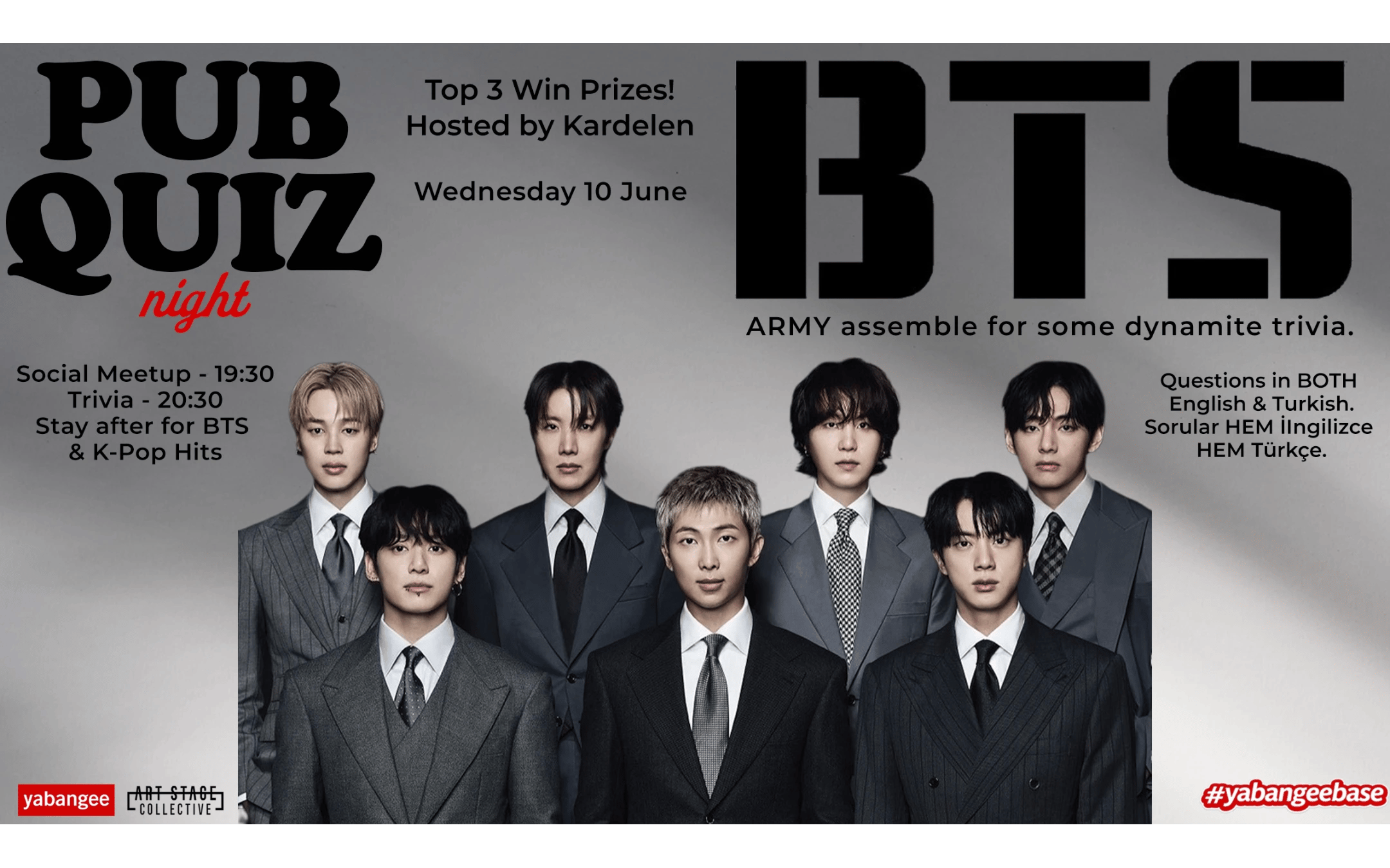 Pub Quiz Night on BTS: Questions in English and Turkish