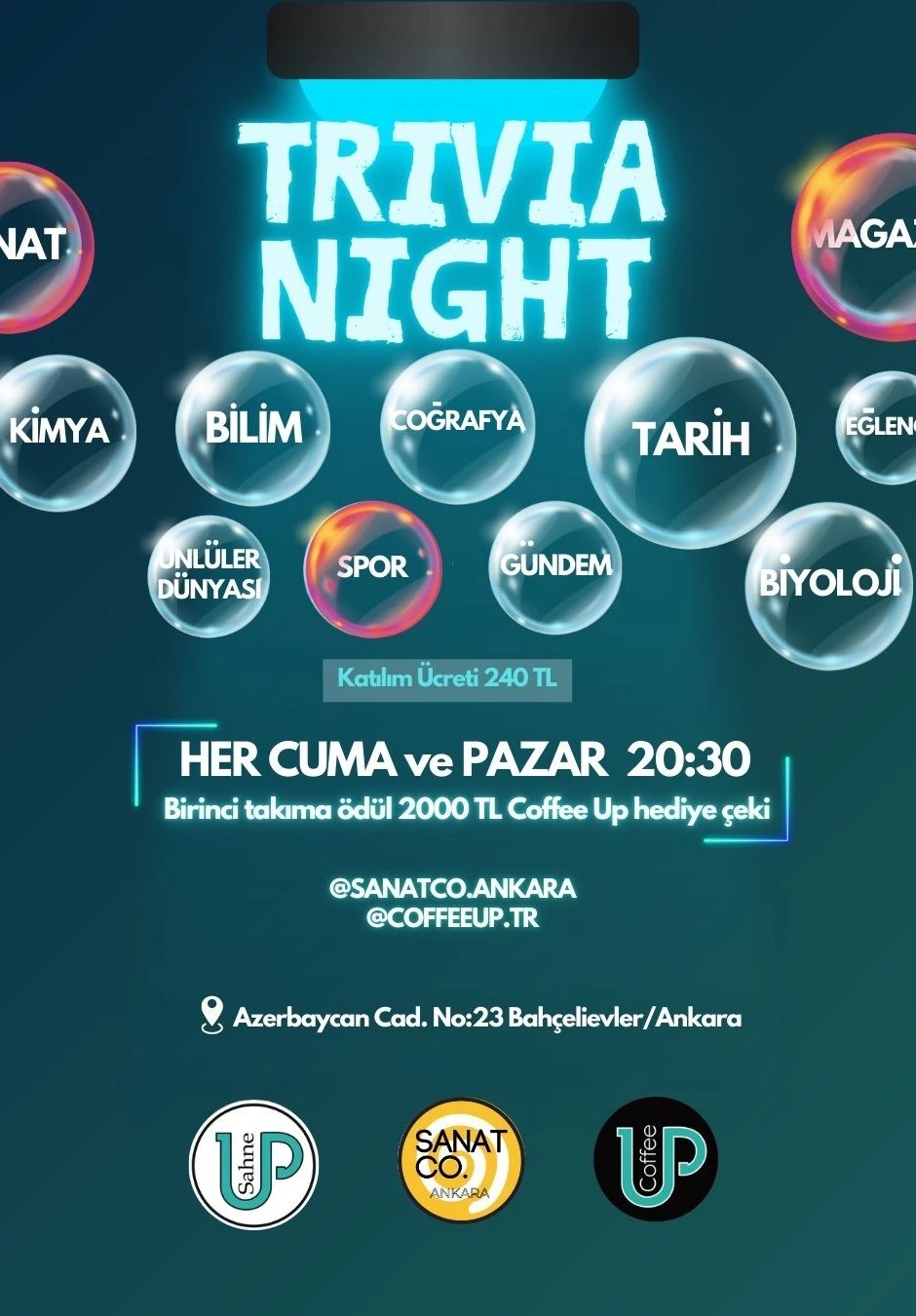 Trivia Night Bİlgi Yarışması: Sanatco.Ankara | Etkinlik Takvimi
