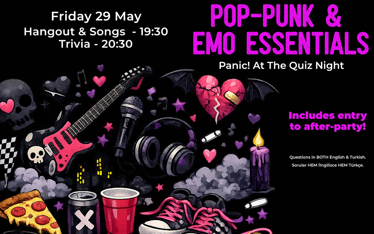 Pub Quiz Night on Pop-Punk & Emo Essentials: Questions in English & Turkish