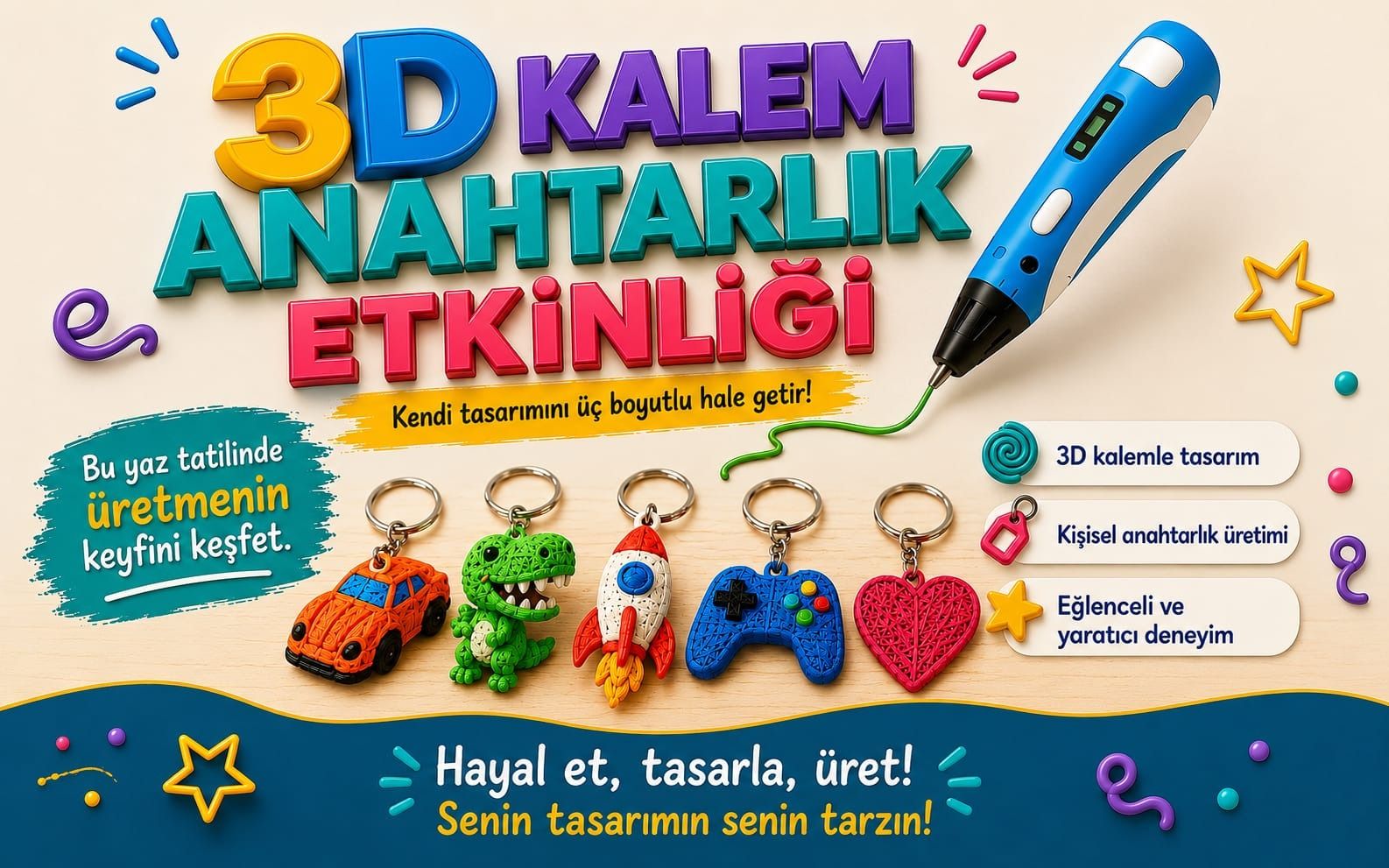 3 Boyutlu Kalem Anahtarlık & Kalem Gözlük & Kravat Atölyesi