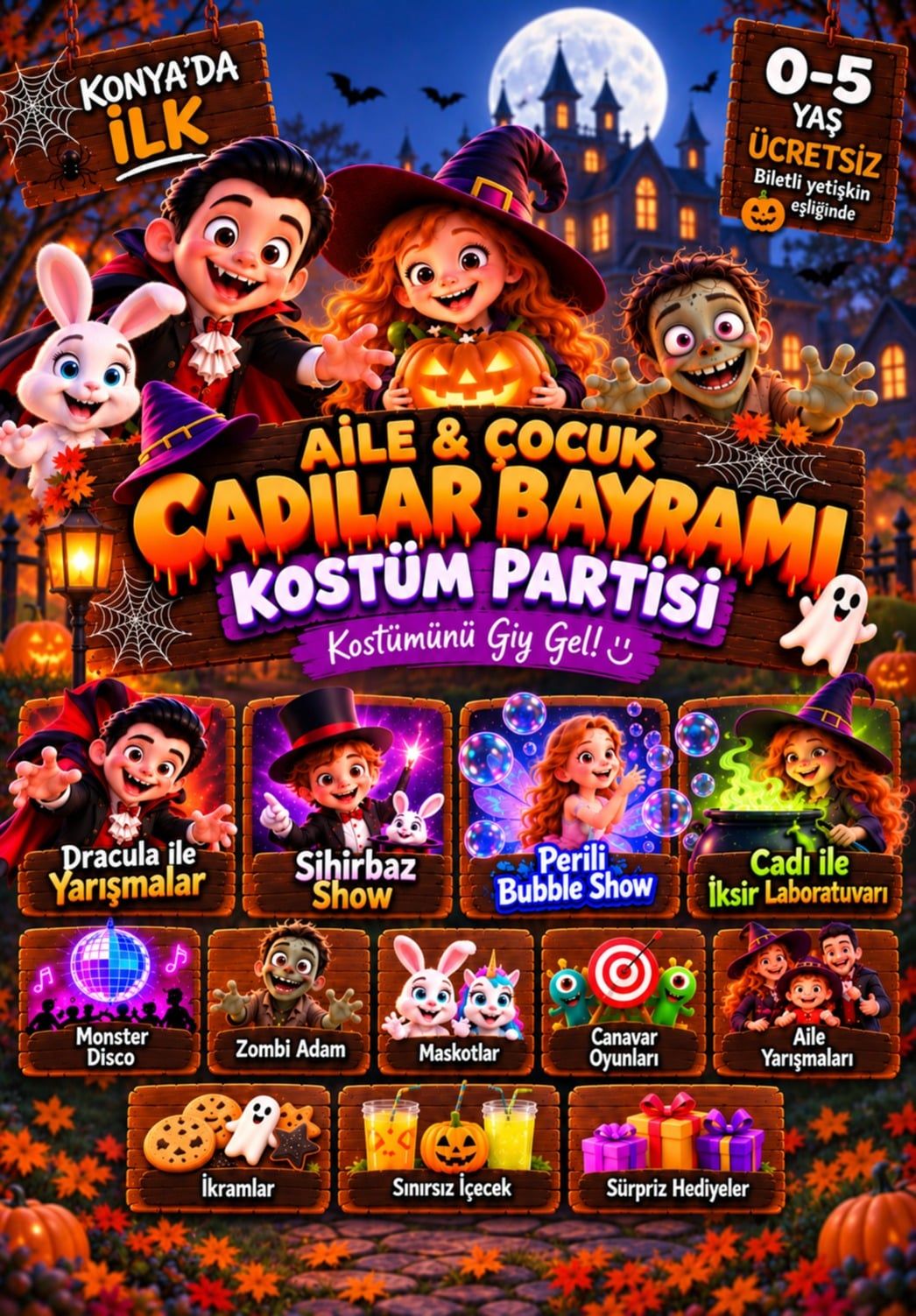 Aile & Çocuk Cadılar Bayramı Kostüm Partisi