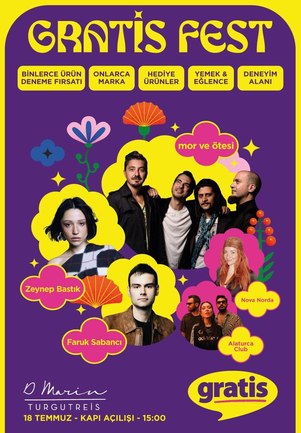 Gratis Fest - Bodrum | Mor ve Ötesi, Zeynep Bastık, Faruk Sabancı