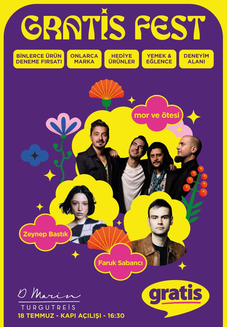 Gratis Fest - Bodrum | Mor ve Ötesi, Zeynep Bastık, Faruk Sabancı