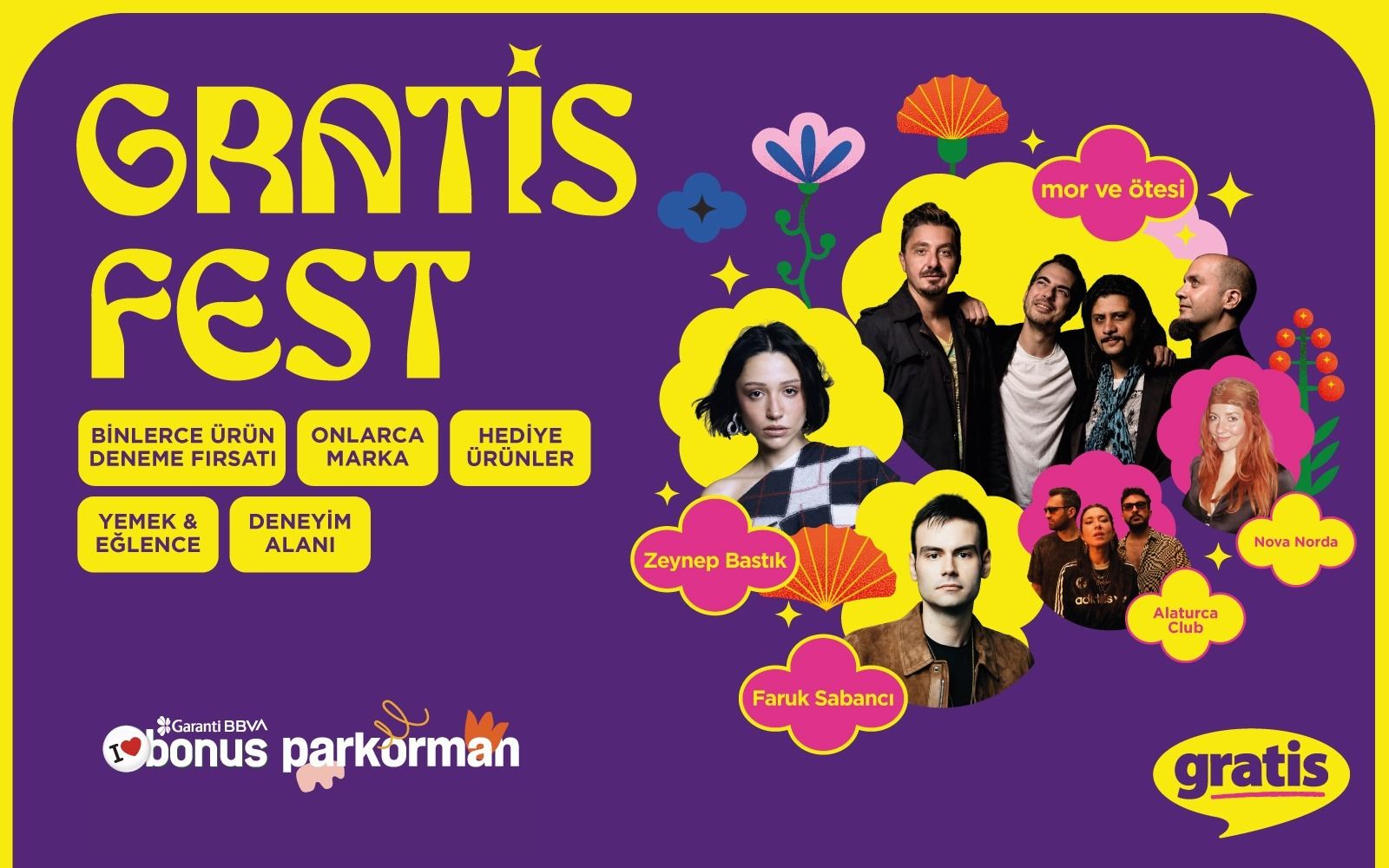 Gratis Fest - İstanbul | Mor ve Ötesi, Zeynep Bastık, Faruk Sabancı