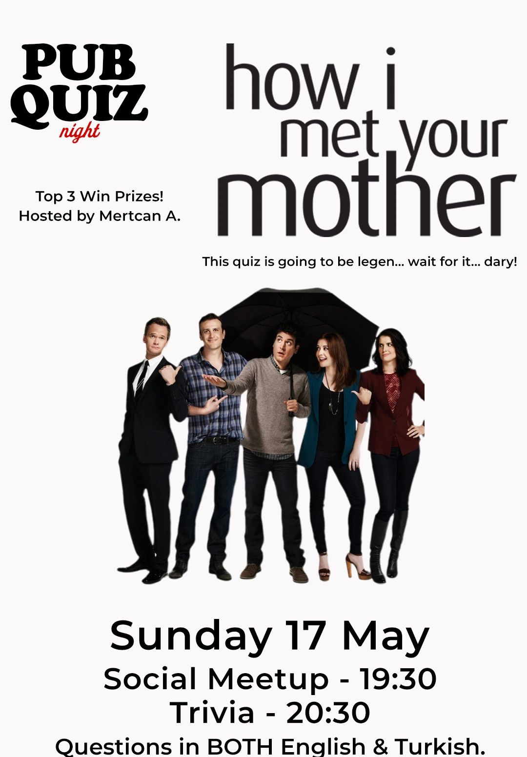 Pub Quiz Night on How I Met Your Mother: Questions in English & Turkish