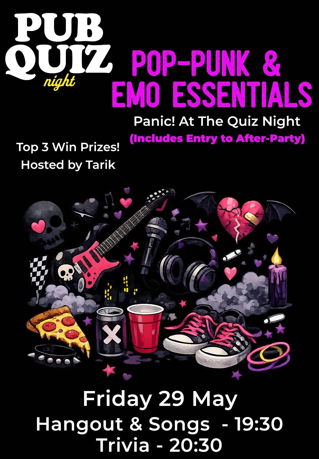 Pub Quiz Night on Pop-Punk & Emo Essentials: Questions in English & Turkish