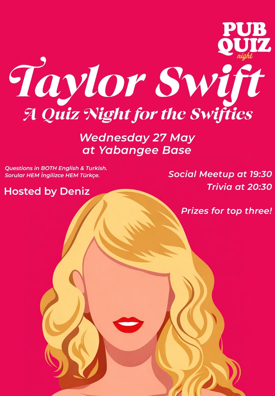 Pub Quiz Night on Taylor Swift: Questions in English & Turkish