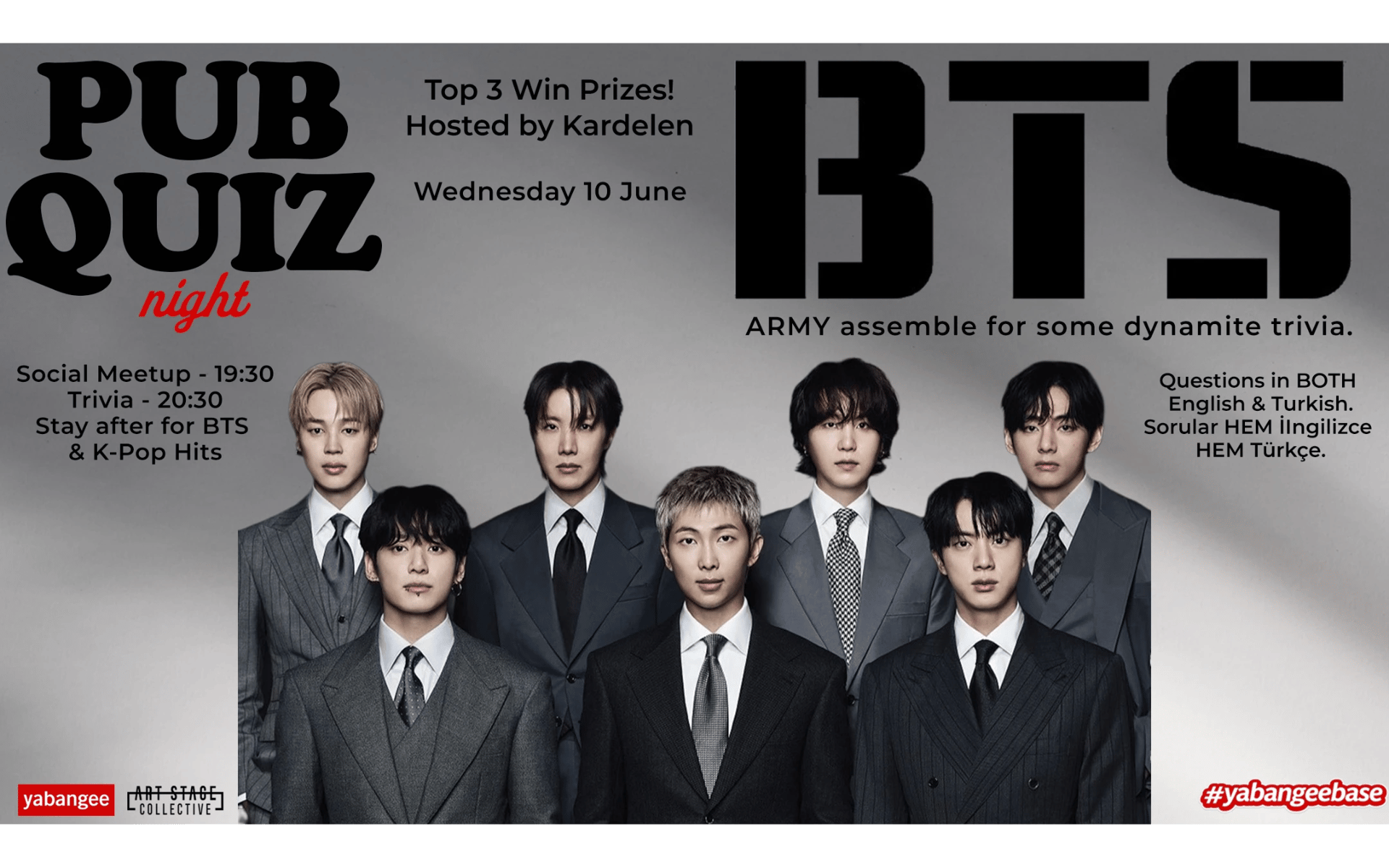 Pub Quiz Night on BTS: Questions in English and Turkish
