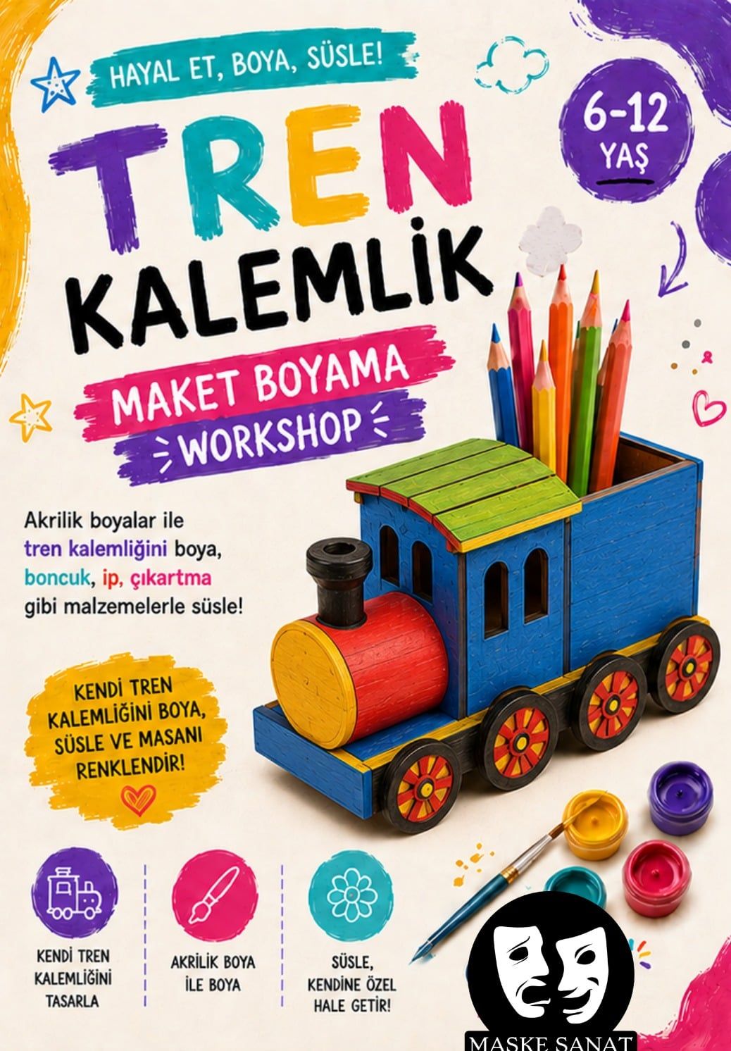 Tren Kalemlik Boyama Workshop / Çocuklar İçin