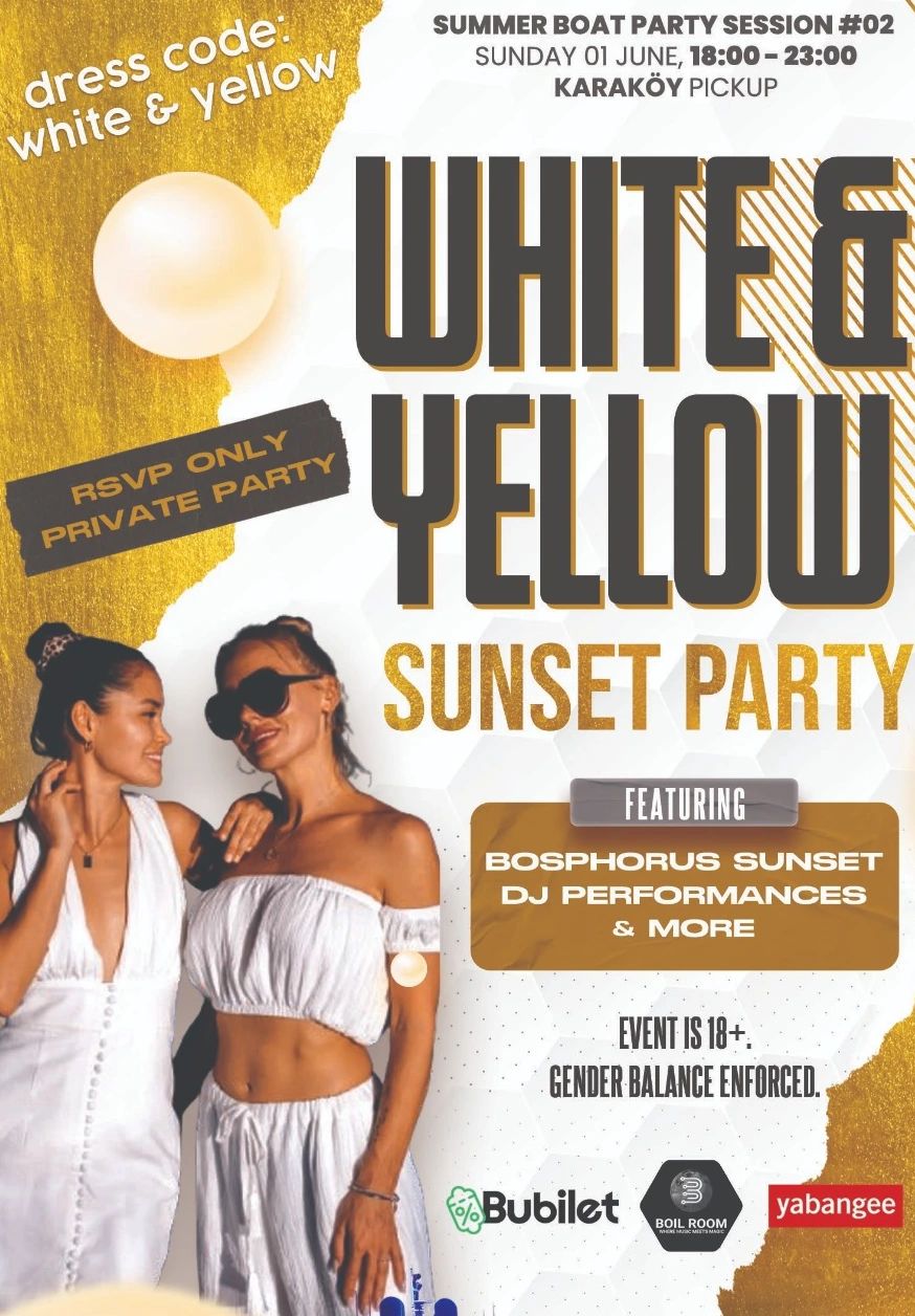 White and Yellow Sunset Boat Party