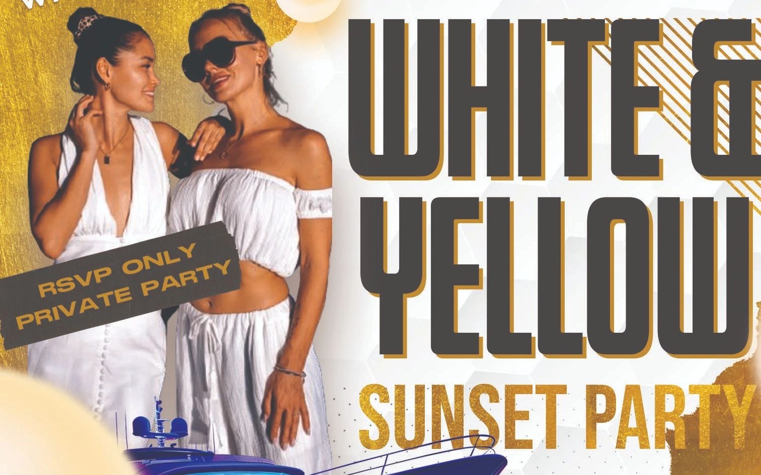 White and Yellow Sunset Boat Party