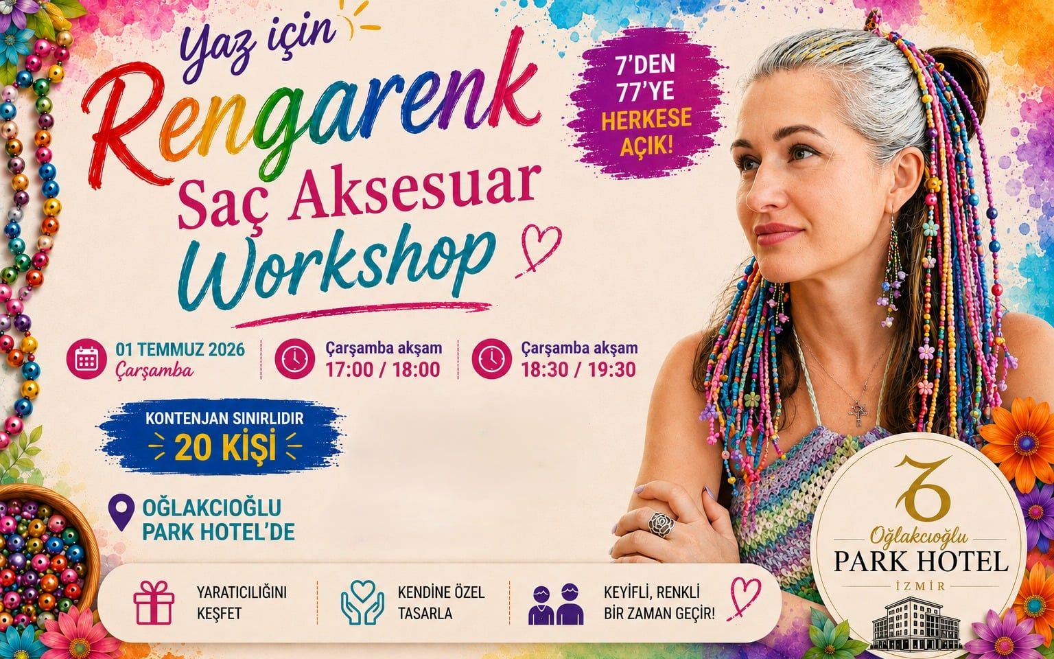 Yaz için Rengarenk Saç Aksesuar Workshop
