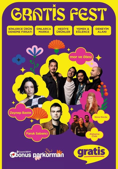 Gratis Fest - İstanbul | Mor ve Ötesi, Zeynep Bastık, Faruk Sabancı etkinlikgörseli