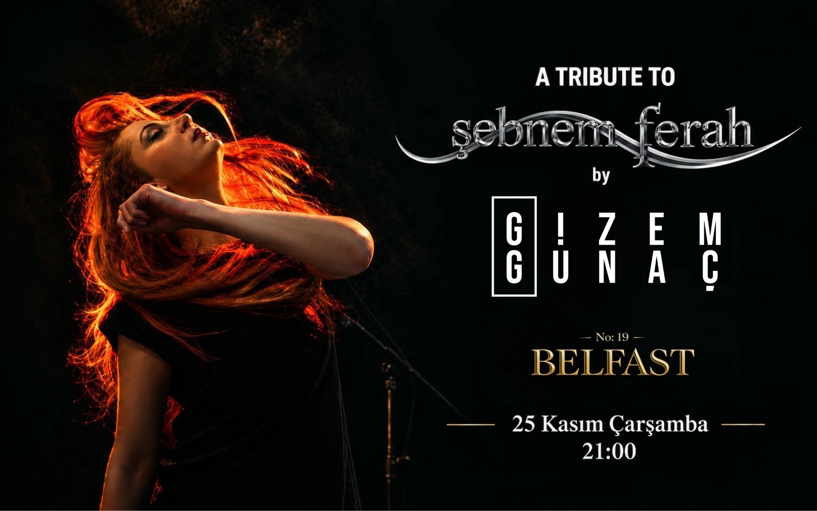 A Tribute To ŞEBNEM FERAH by GİZEM GÜNAÇ, 25 Kasım 2026, Belfast No:19, Antalya konser afişi
