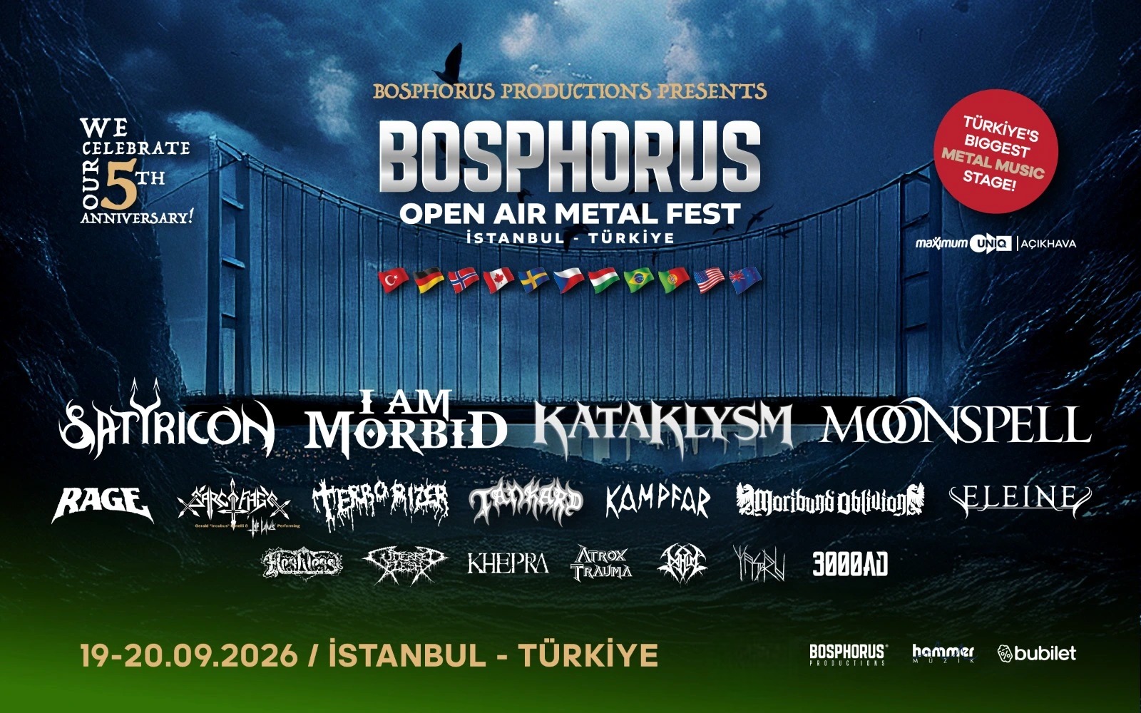 Bosphorus Open Air Metal Fest, 20 Eylül 2026, Maximum Uniq Açıkhava, İstanbul konser afişi