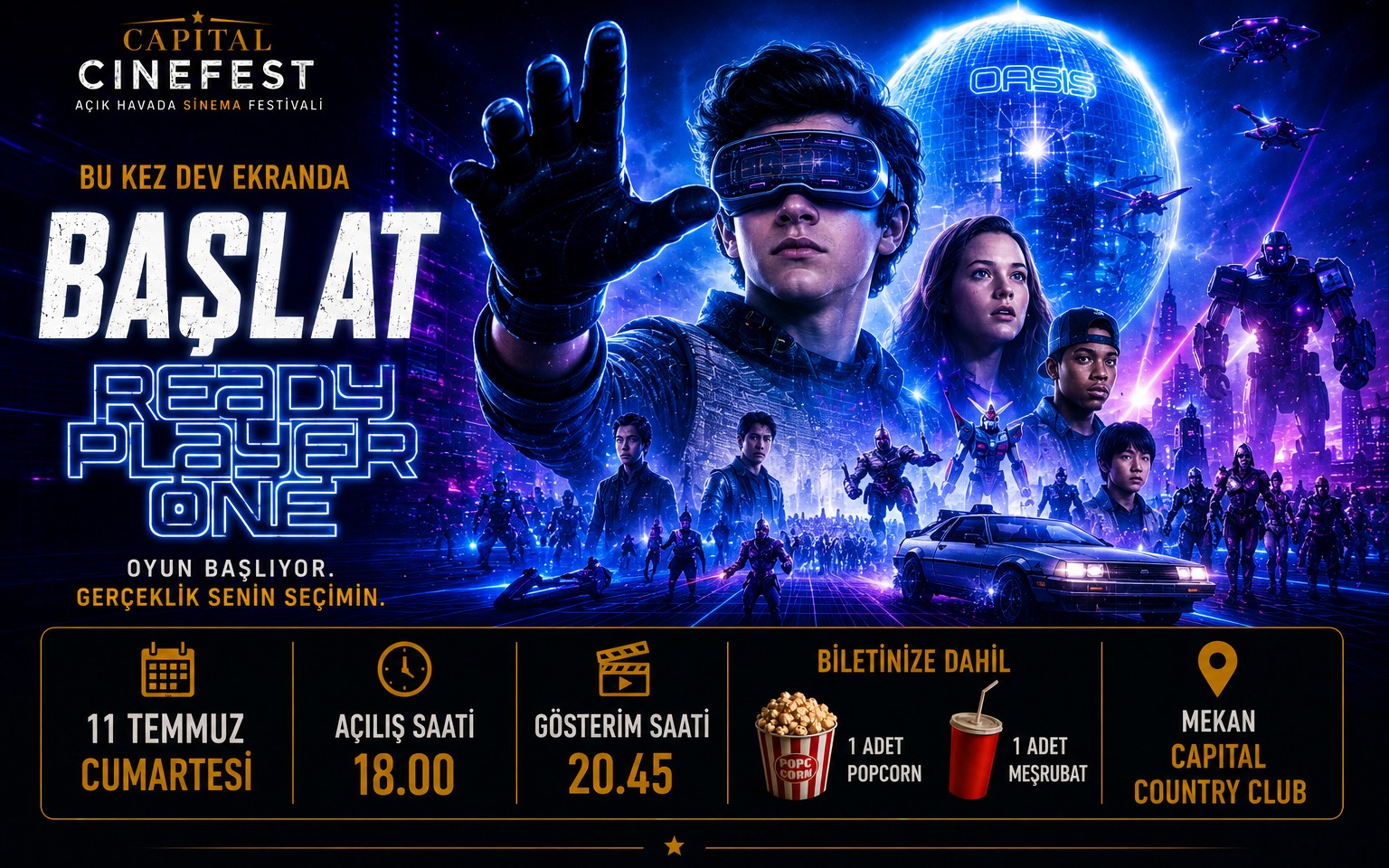 Capital Cinefest Açık Havada Sinema Festivali – Başlat (Ready Player One)