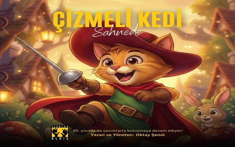 Çizmeli Kedi Sahnede konser afişi
