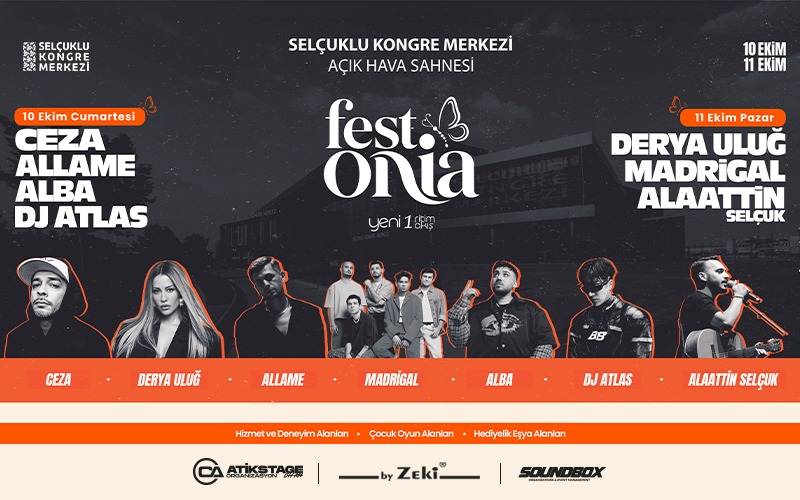 FESTONİA - Derya Uluğ - Ceza - Madrigal - Allame, 11 Ekim 2026, Selçuklu Kongre Merkezi Açıkhava Sahnesi, Konya konser afişi