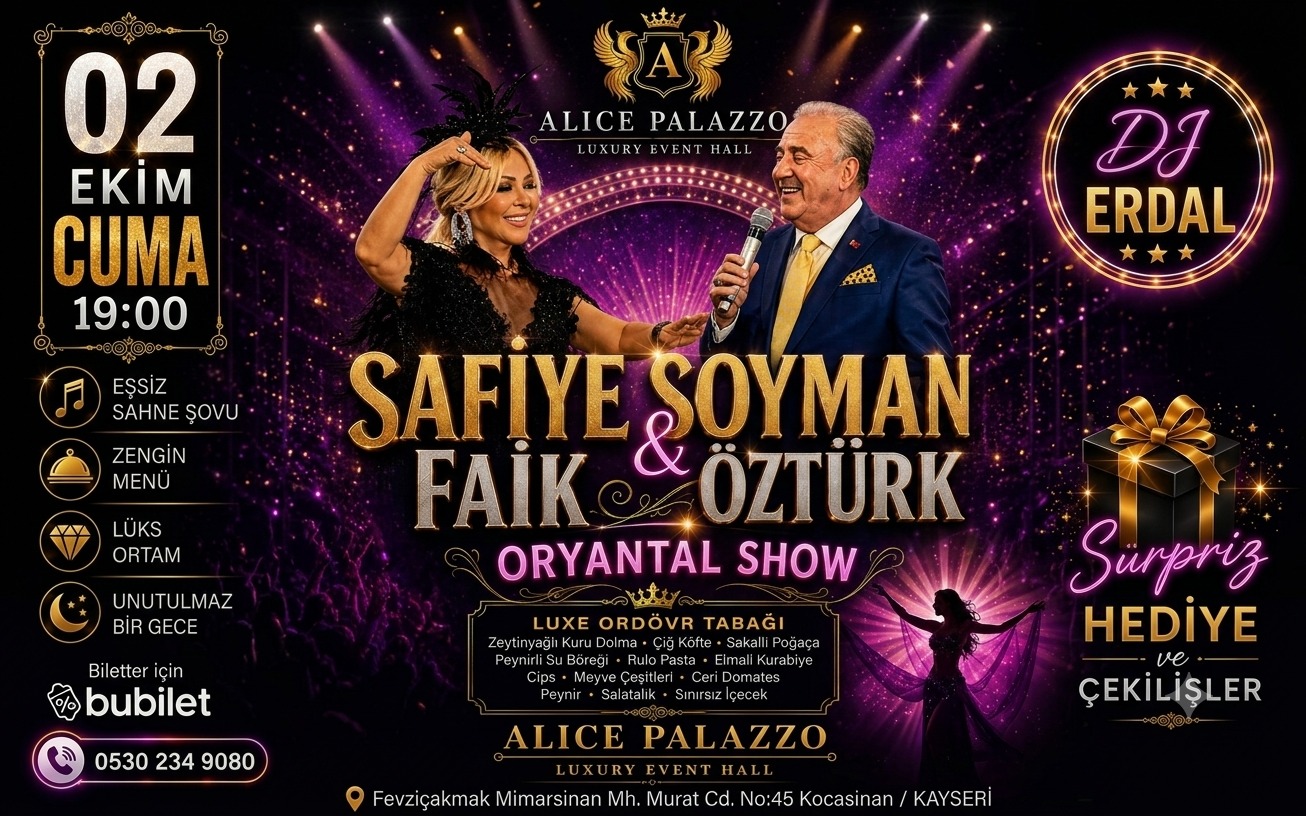 Safiye Soyman Ve Faik Öztürk ile Kadınlar Matinesi, 2 Ekim 2026, Alice Palazzo Event Hall, Kayseri konser afişi