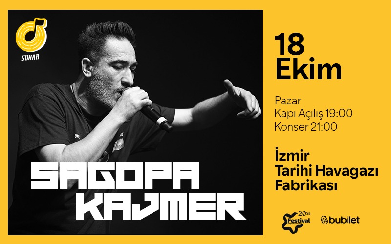 Sagopa Kajmer, 18 Ekim 2026, Alsancak Tarihi Havagazı Fabrikası, İzmir konser afişi
