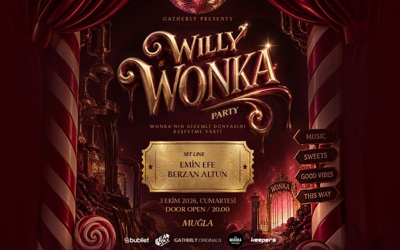 Willy Wonka Party, 3 Ekim 2026, Mabolla Lounge, Muğla konser afişi